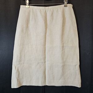 Vintage Talbots Women 100% Irish Linen Skirt Size 12 Beige Natural Lined Unworn